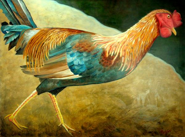 Running Rooster Art Print by NC Artist Scott Plaster